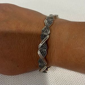VINTAGE Judith Jack Bow Shape Silver & Marcasite Bracelet